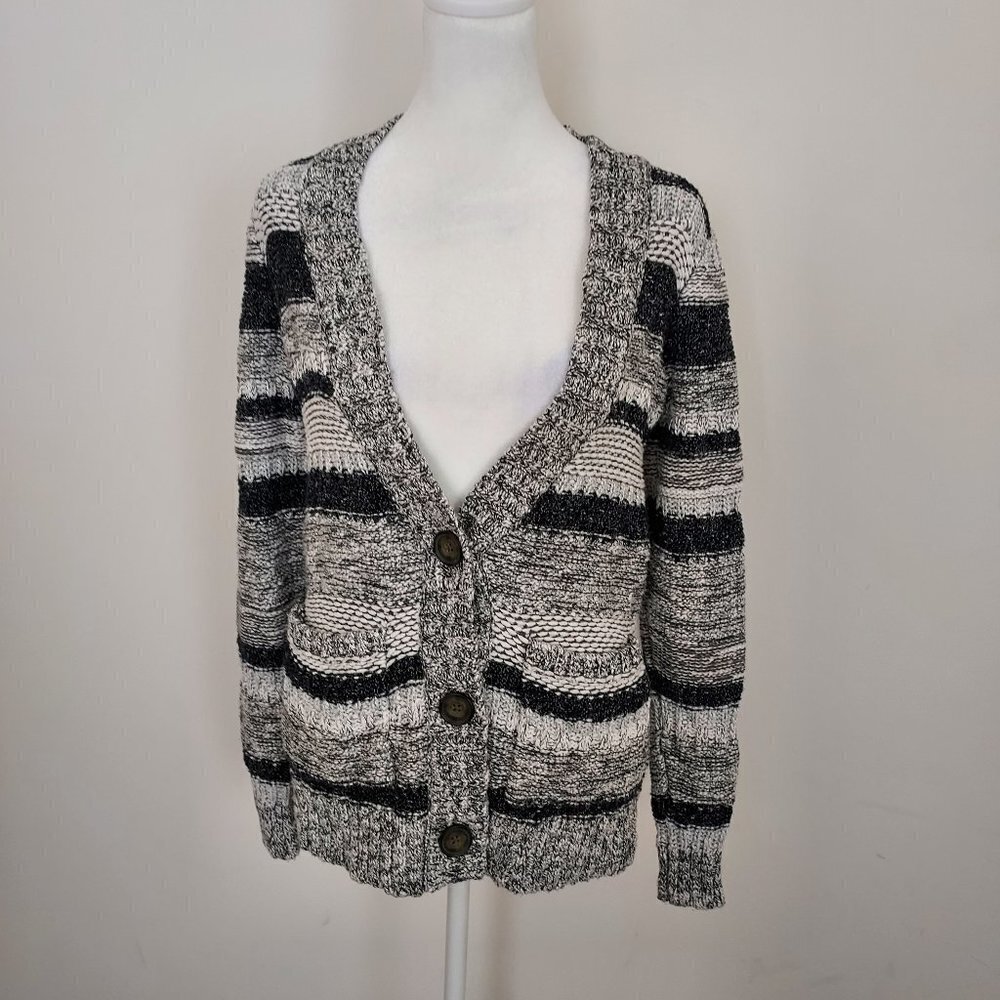 Abercrombie & Fitch Black/Gray Button Down Long Sleeve Cardigan Sweater